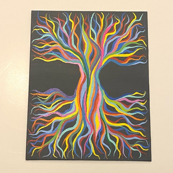 Tree of Life Painting - Hand Painted By Myself - Rainbow Tree 8x10 Inch Panel - Picture 4 of 12